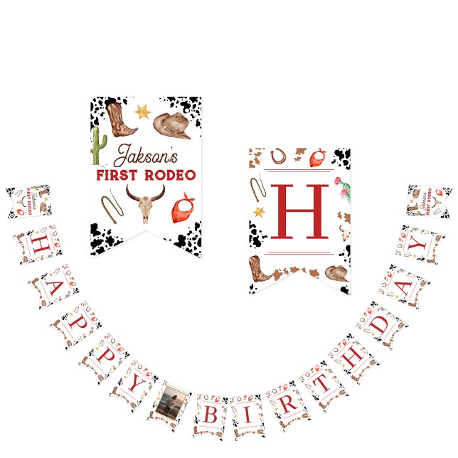 My First Rodeo Cowboy 1st Birthday Happy Birthday Bunting (Creator Uploaded)