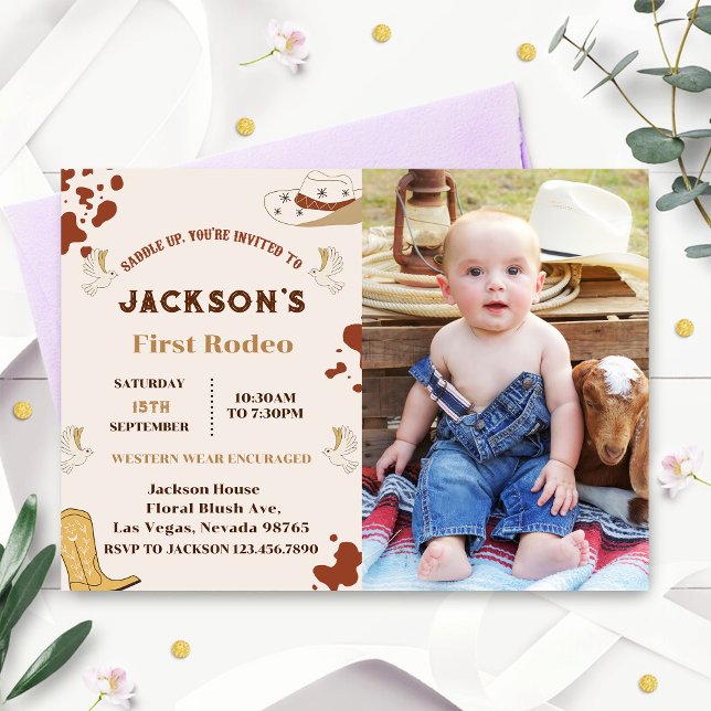 My First Rodeo Cowboy 1st Birthday  Invitation (Creator Uploaded)