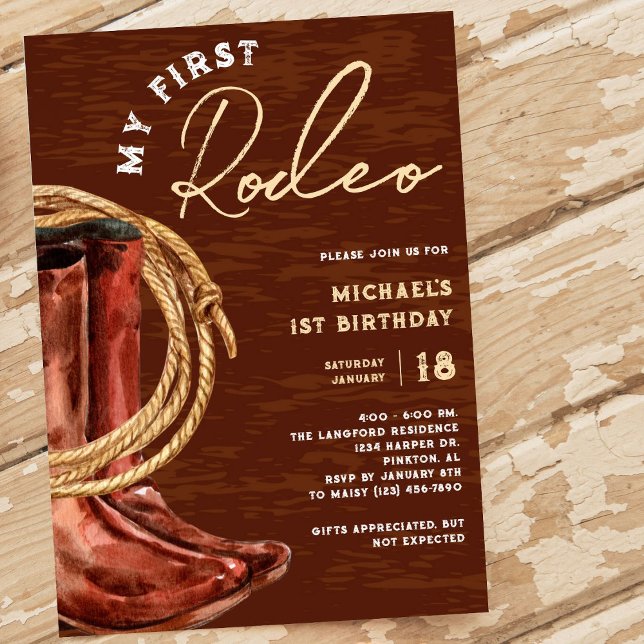 My First Rodeo Cowboy 1st Birthday Party Invitation (Creator Uploaded)