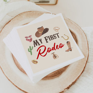 My First Rodeo Cowboy 1st First Birthday Napkin