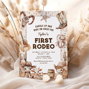 My First Rodeo Cowboy Birthday Invitation