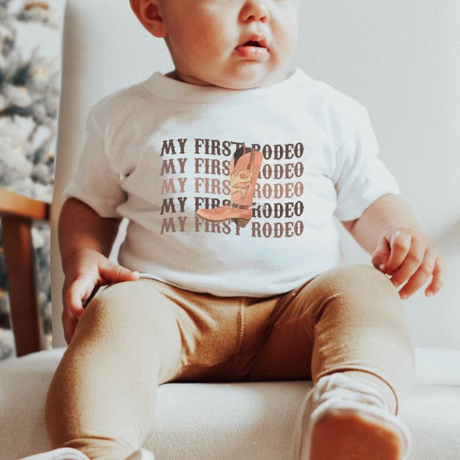 My First Rodeo Cowboy Boot First 1st Birthday Baby T-Shirt (Creator Uploaded)