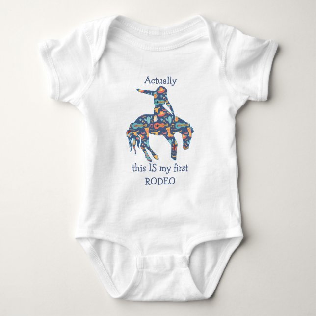 My First Rodeo Cowboy Pattern Baby Bodysuit (Front)