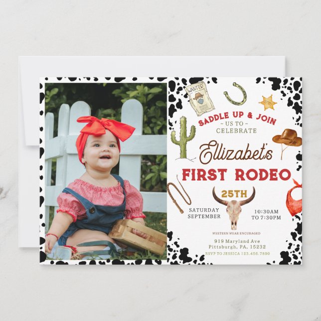 My First Rodeo Cowboy  photo 1st Birthday Invitation (Front)