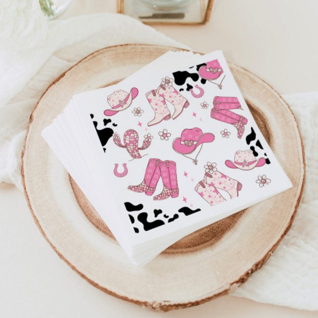 My First Rodeo Cowgirl pink birthday party Napkin (Creator Uploaded)