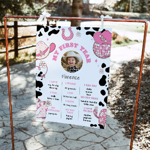 My First Rodeo cowgirl pink photo Milestone Poster