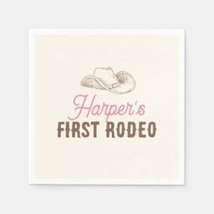 My First Rodeo Personalised Pink Cowgirl Birthday Napkin
