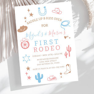 My First Rodeo Southern Twins Cowboy Birthday Invitation