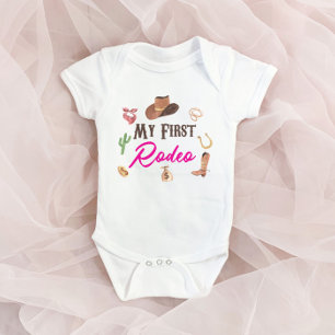 My First Rodeo Western Cowboy 1st First Birthday Baby Bodysuit
