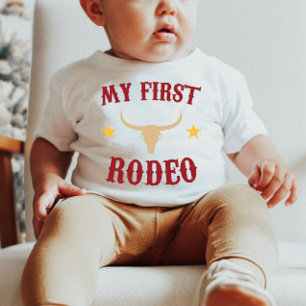 My First Rodeo Western Cowboy 1st First Birthday Baby T-Shirt