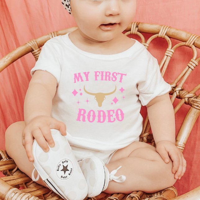 My First Rodeo Western Cowgirl 1st First Birthday Baby T-Shirt (Creator Uploaded)