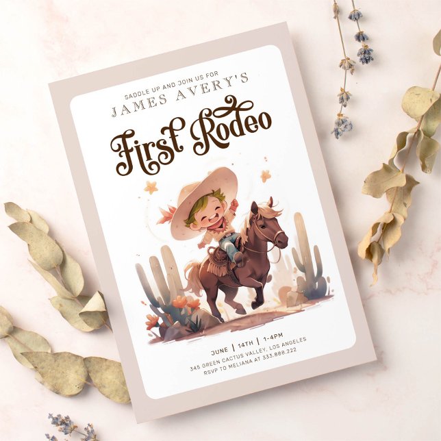 My First Rodeo Wild West Cowboy Birthday Invitation (Creator Uploaded)