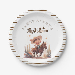 My First Rodeo Wild West Cowboy Birthday Paper Plate