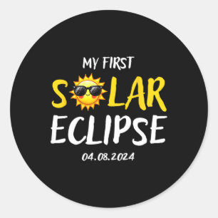 My First Solar-eclipse April 8th 2024 Kids Boys Gi Classic Round Sticker