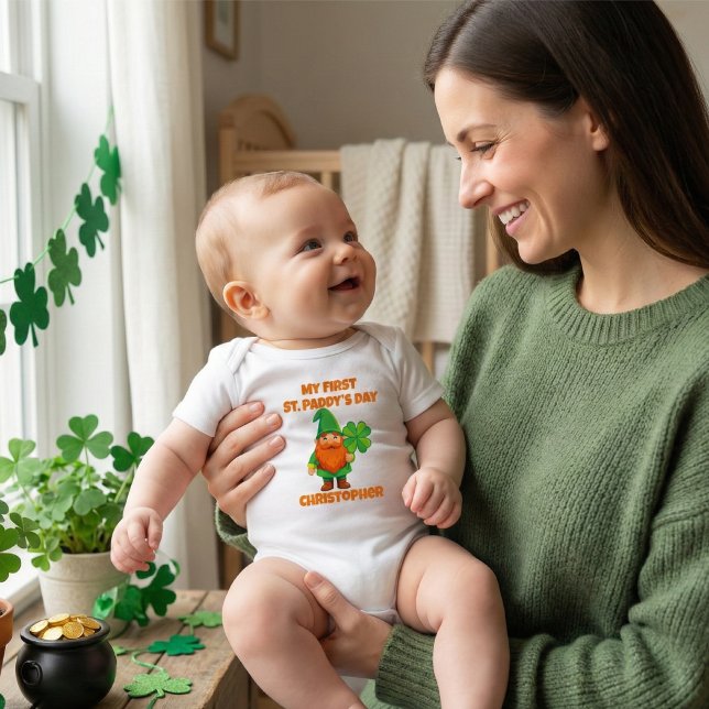 My First St. Patrick’s Day Leprechaun Gnome Baby Bodysuit (Creator Uploaded)