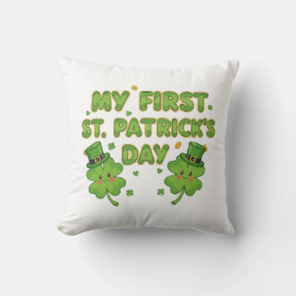 My First St. Patrick's Day | Cute Kawaii Shamrock  Cushion