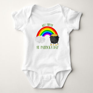 My First St Patrick's Day Retro 70's Green Baby Bodysuit