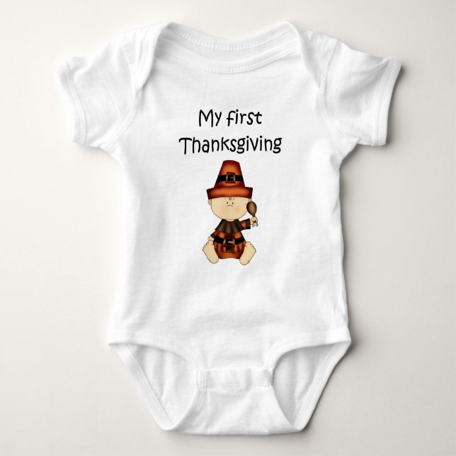 My First Thanksgiving Boy #1 *Creeper* Baby Bodysuit (Front)