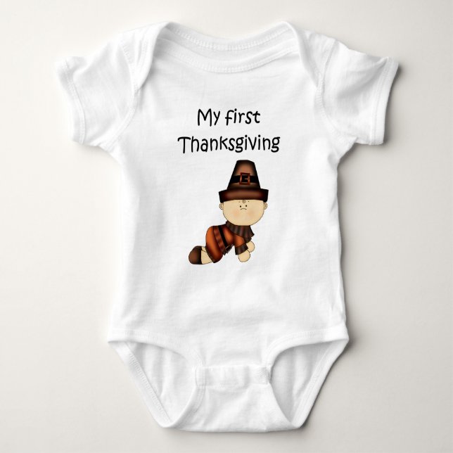 My First Thanksgiving Boy #2 *Creeper* Baby Bodysuit (Front)