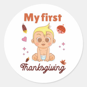 My first Thanksgiving Classic Round Sticker