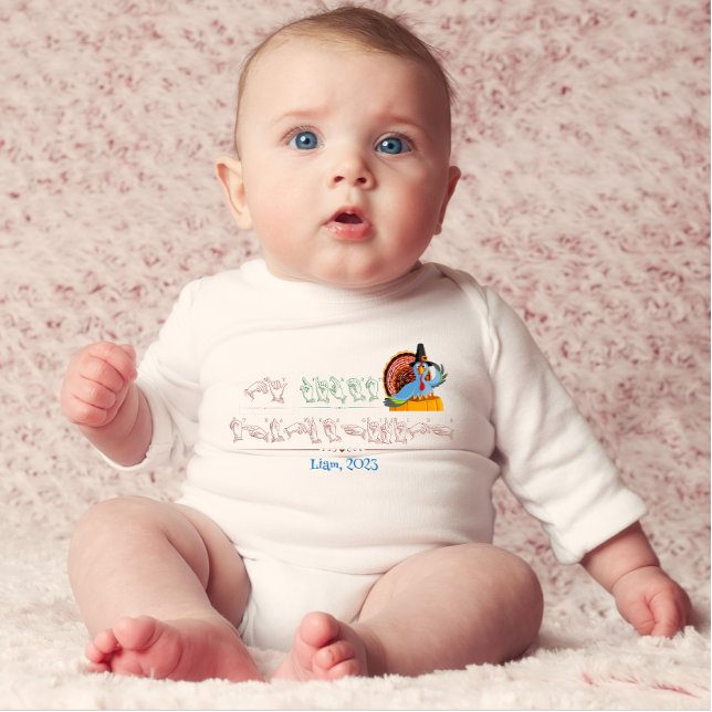 My First Thanksgiving Name white  Baby Bodysuit (Creator Uploaded)