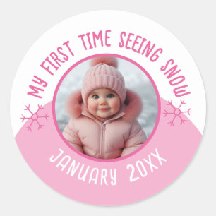 My first time seeing snow custom photo and year classic round sticker
