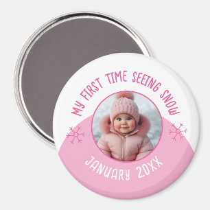 My first time seeing snow custom photo and year magnet