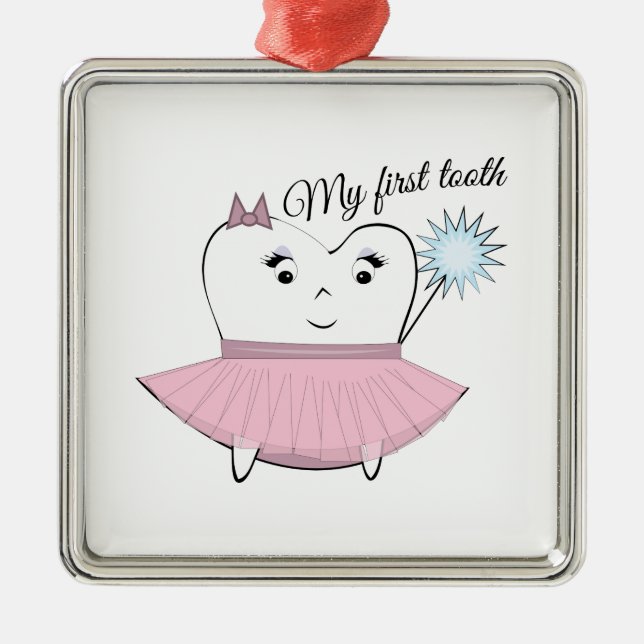 My First Tooth Metal Tree Decoration (Front)