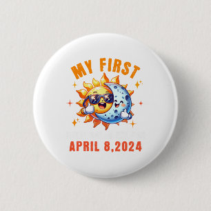 My First Total Solar Eclipse April 8th Toddler Kid 6 Cm Round Badge