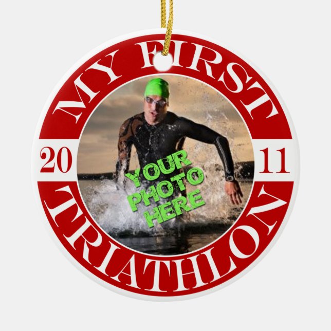 My First Triathlon - 2011 Ceramic Tree Decoration (Front)