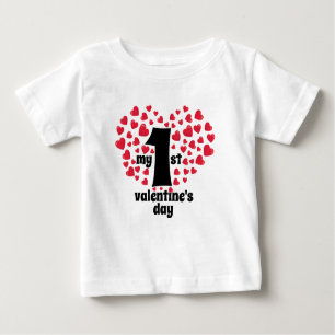 My first valenitine's day black script red heart baby T-Shirt