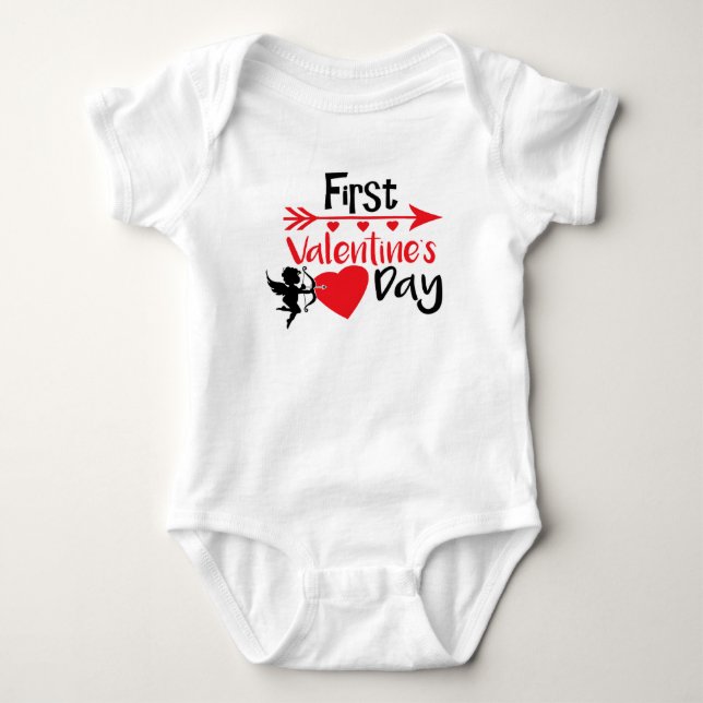 My First Valentine Baby Outfit - Cupid Bodysuit (Front)