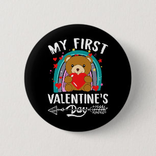 my first valentine's day 6 cm round badge