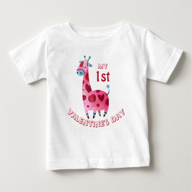 My First Valentine's Day Baby Giraffe T-Shirt (Front)