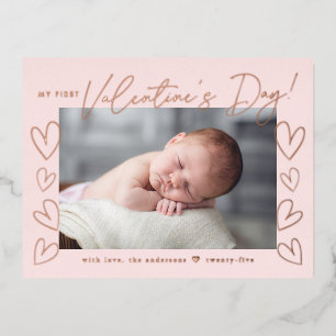 My First Valentine's Day Blush Valentine's Day Foil Holiday Postcard