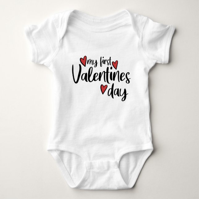 My First Valentine's Day // Cute Valentines Day Baby Bodysuit (Front)