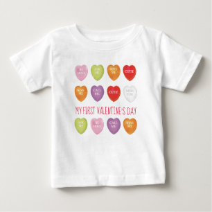 My First Valentine's Day Cute Vintage Heart Custom Baby T-Shirt