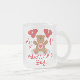 My First Valentines Day Frosted Glass Coffee Mug