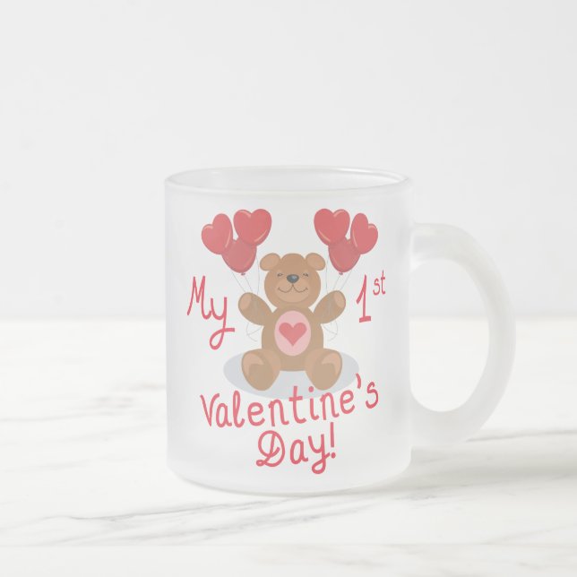 My First Valentines Day Frosted Glass Coffee Mug (Right)