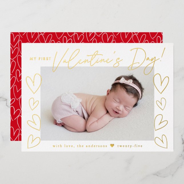 My First Valentine's Day Gold Script Photo (Front/Back)