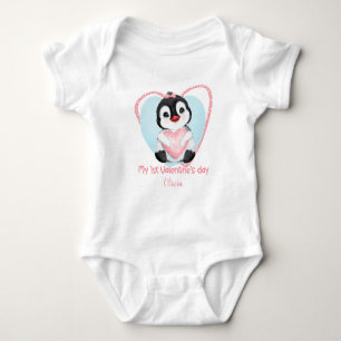 My first Valentine's day Personalised Baby girl Ba Baby Bodysuit