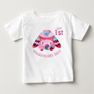 My First Valentine's Day Pink Baby Elephant T-Shirt