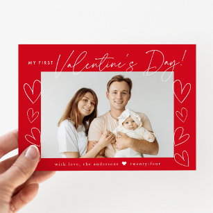 My First Valentine's Day Red Photo Holiday Card