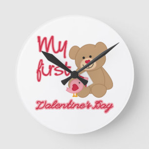My First Valentine's Day Round Clock