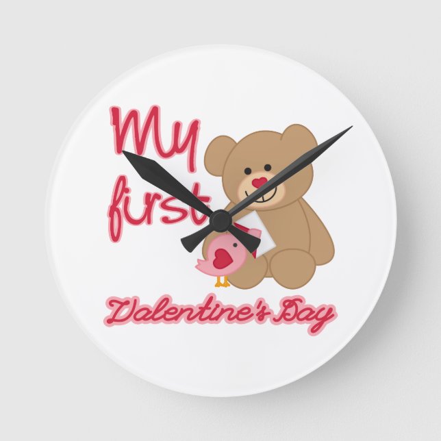 My First Valentine's Day Round Clock (Front)