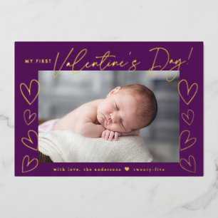 My First Valentine's Day Script Purple Photo