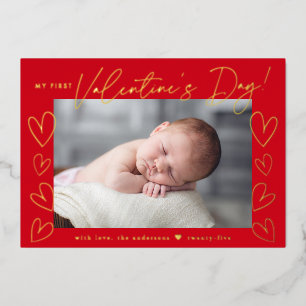 My First Valentine's Day Script Red Photo