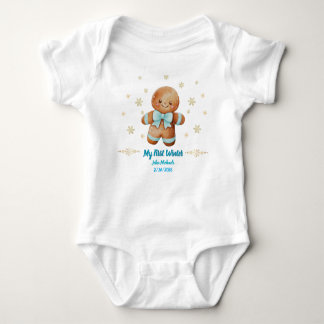 My First Winter Gingerbread Man Custom Baby Bodysuit
