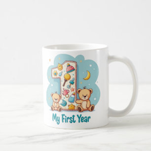 "My First Year Adorable Baby Milestone Teddy Bear Coffee Mug