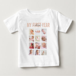 My First Year Baby Name 12 Photo Collage   T-Shirt